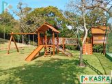 Playground Infantil em Madeira - Ref. 405 - Casa do Tarzan Alpina em L - KASKA